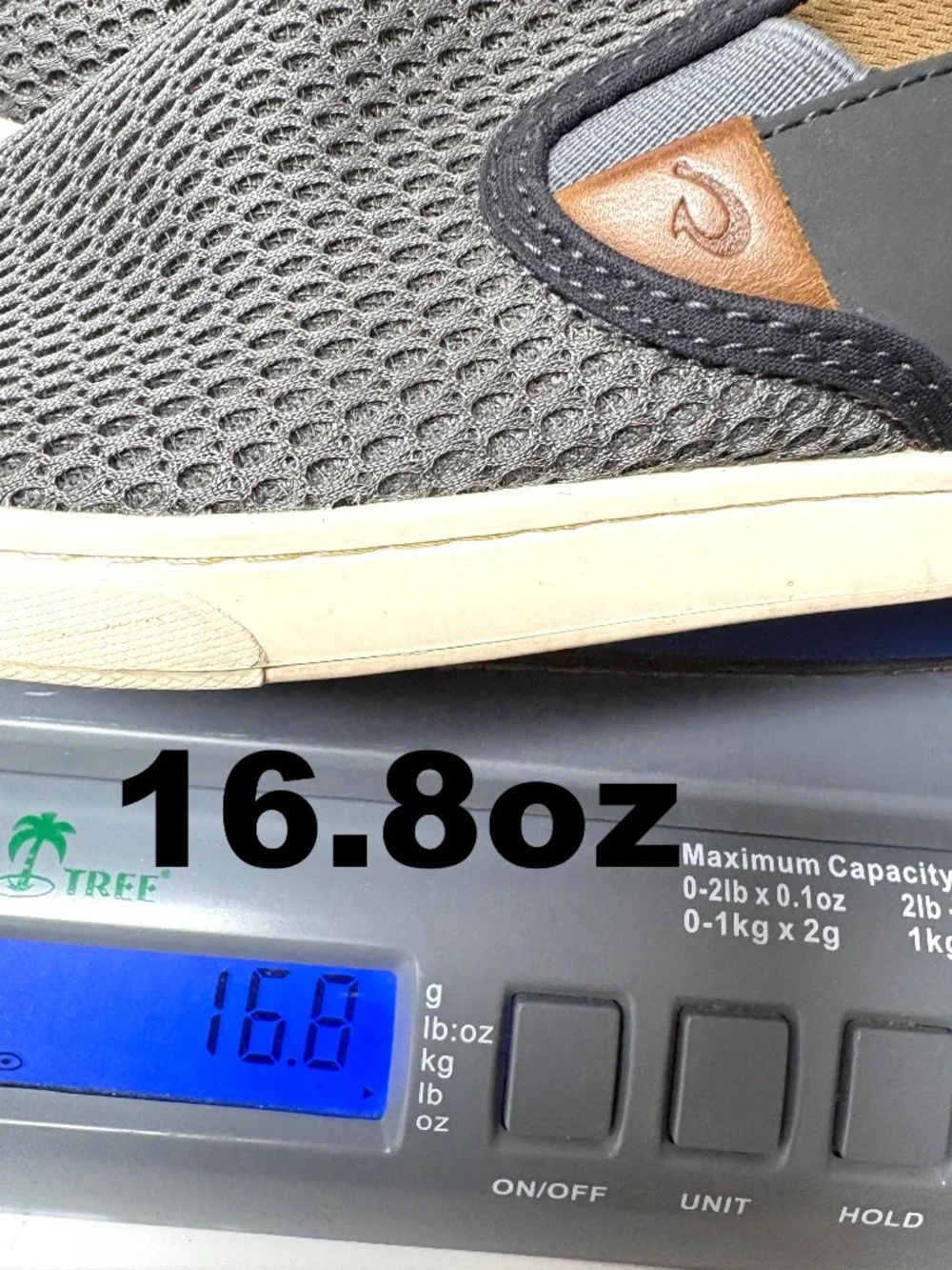 shoes OLUKAI PEHUEA women 7-7.5 gray mesh slip-on suede accent removable inserts